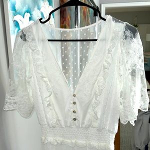 White lace maxi dress